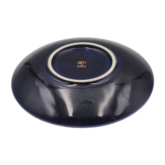 Vintage Koransha Arita Cobalt Blue Porcelain Dish Orchids Gilt Trim 5" Japan - Picture 3 of 6